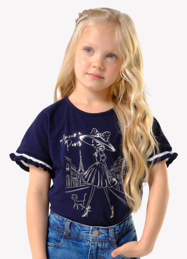 Blusa Infantil Cotton Leve com Estampa Azul