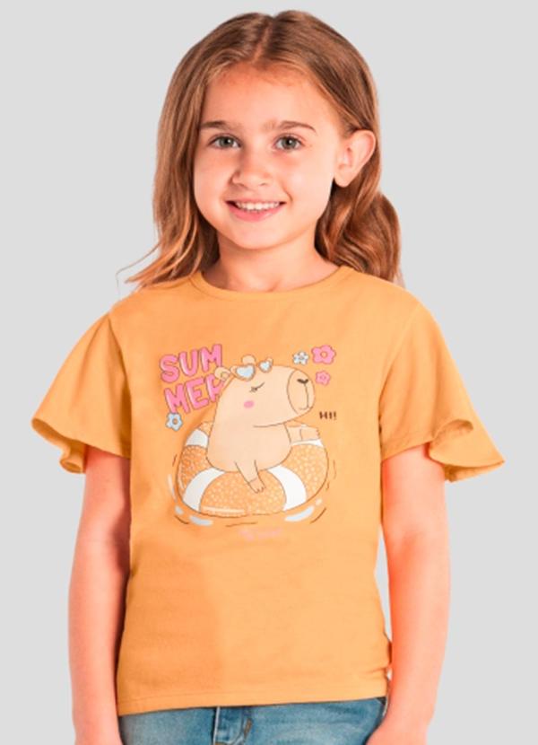 Vista 2 Blusa Infantil de Capivara com Strass Amarelo Brandili Brandili