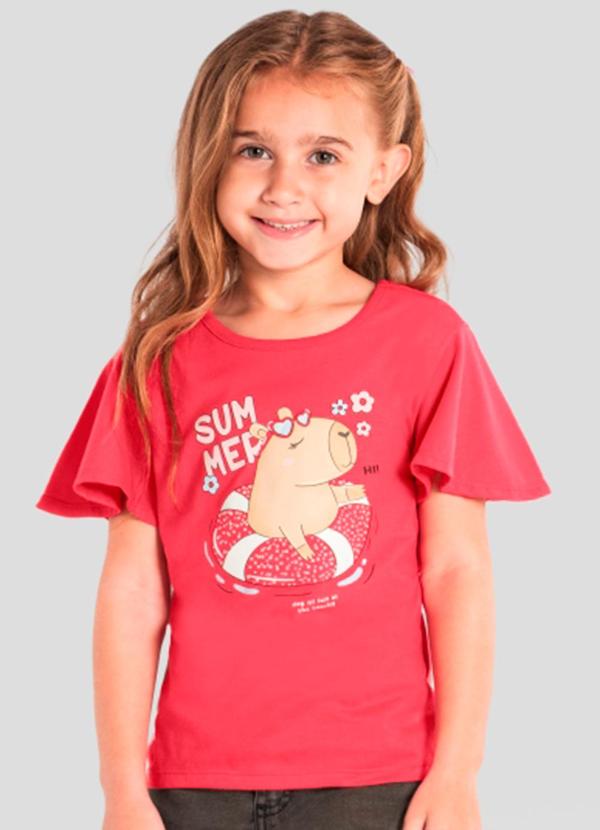 Vista 2 Blusa Infantil de Capivara com Strass Vermelho Brandili Brandili