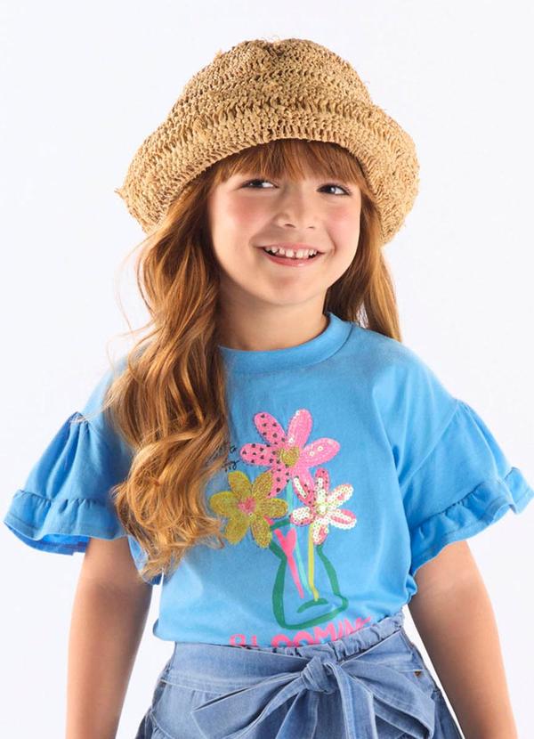 Blusa Infantil em Algodão Azul