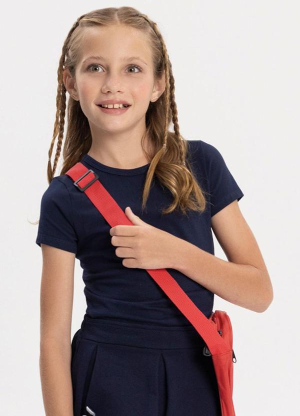 Vista 2 Blusa Infantil em Malha Cotton Básica Azul Alakazoo Alakazoo