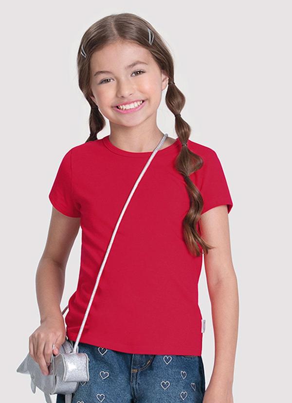 Vista 2 Blusa Infantil em Malha Cotton Básica Vermelho Alakazoo Alakazoo