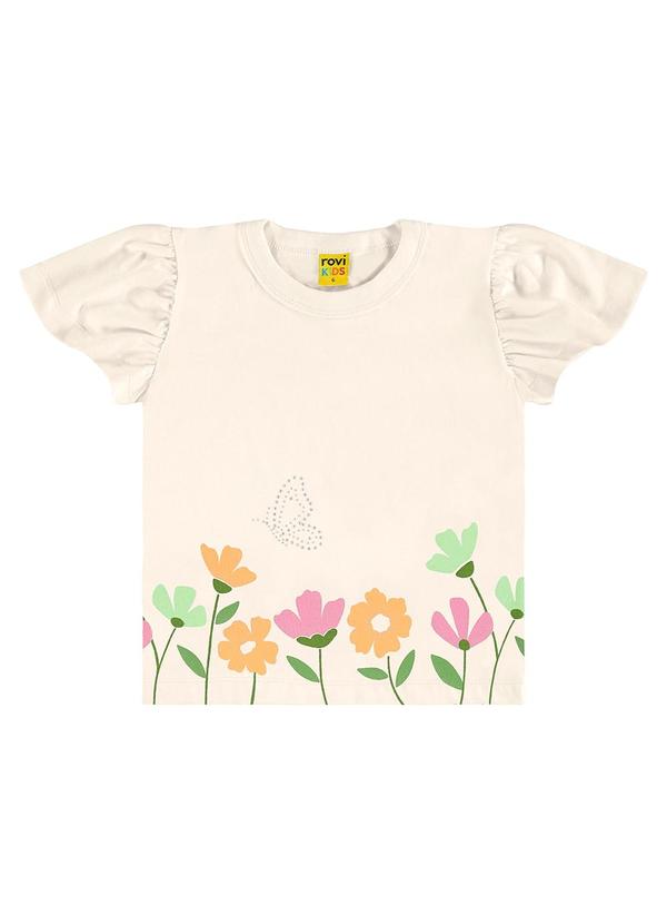 Vista 2 Blusa Infantil em Meia Malha Bege Rovi Kids Rovi Kids
