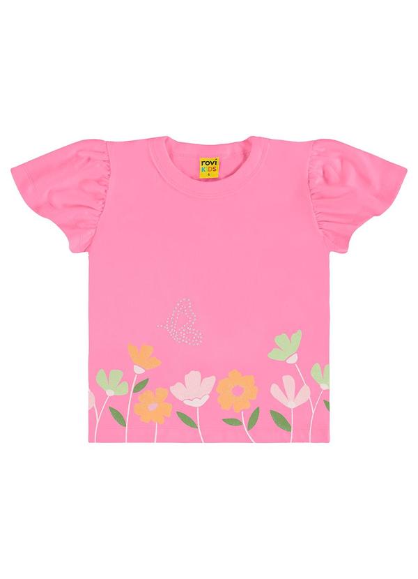 Vista 2 Blusa Infantil em Meia Malha Rosa Rovi Kids Rovi Kids