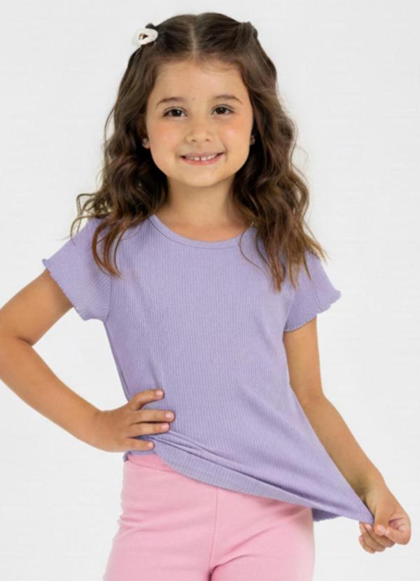 Vista 2 Blusa Infantil em Ribana Guloseima Roxo
