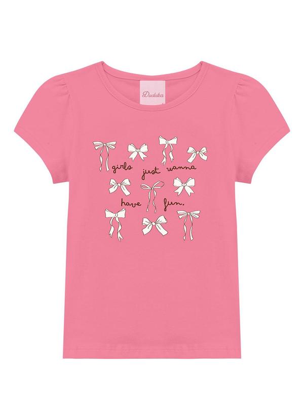 Blusa Infantil Estampa Laço Rosa