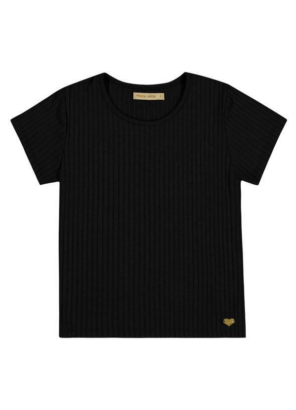 Vista 2 Blusa Infantil Menina Básica Preto Trick Nick Trick Nick