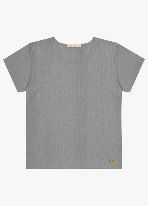 Vista 2 Blusa Infantil Menina Canelada Cinza Trick Nick Trick Nick
