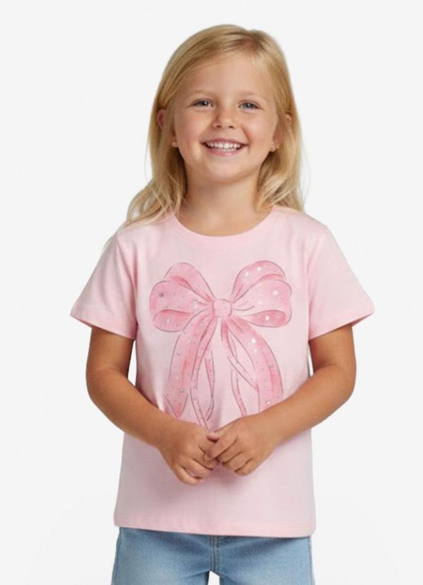 Blusa Infantil Feminina Estampado Manga CurtaRosa