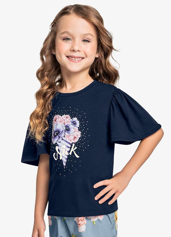 Vista 2 Blusa Infantil Feminina Azul Trick Nick Trick Nick