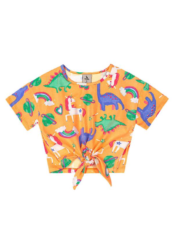 Blusa Infantil Feminino em Cotton Laranja