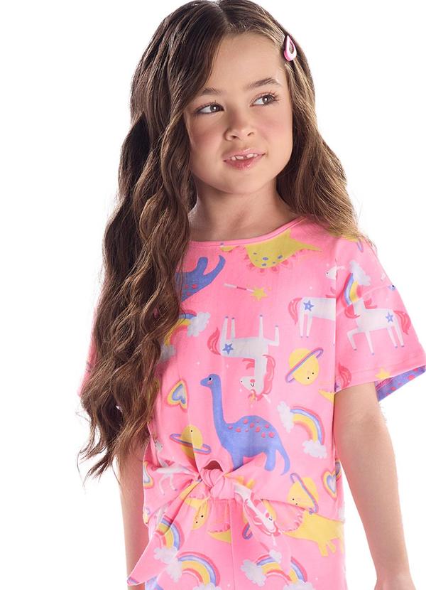 Vista 2 Blusa Infantil Feminino em Cotton Quimby Rosa Quimby