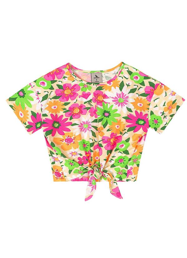 Vista 2 Blusa Infantil Feminino em Cotton Rosa Quimby Quimby