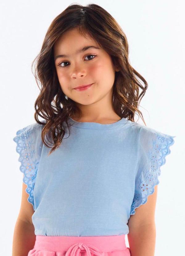 Vista 2 Blusa Infantil Finina Algodão Azul Up Baby Up Baby