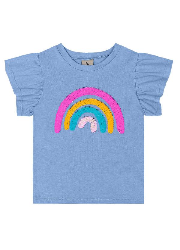 Blusa Infantil Manga Babado Azul