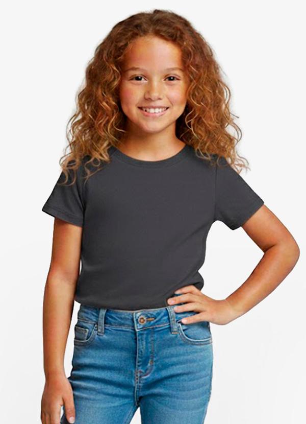 Vista 2 Blusa Infantil Manga Curta Básica Soletex Preto Rovitex Rovitex