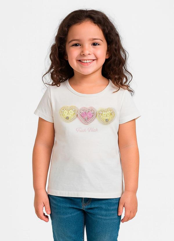 Vista 2 Blusa Infantil Manga Curta Bege Trick Nick Trick Nick