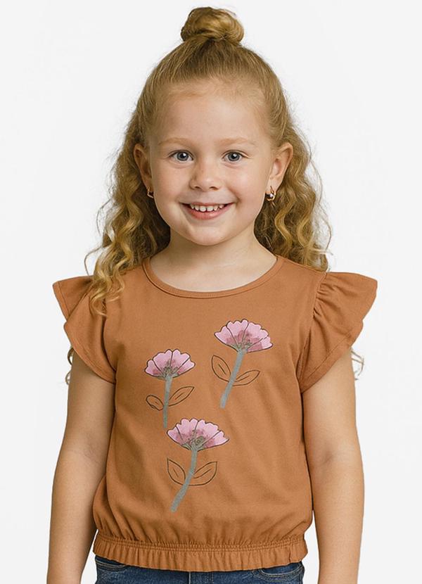 Blusa Infantil Manga Curta Laranja