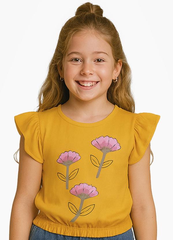 Vista 2 Blusa Infantil Manga Curta Laranja INFINITA COR INFINITA COR