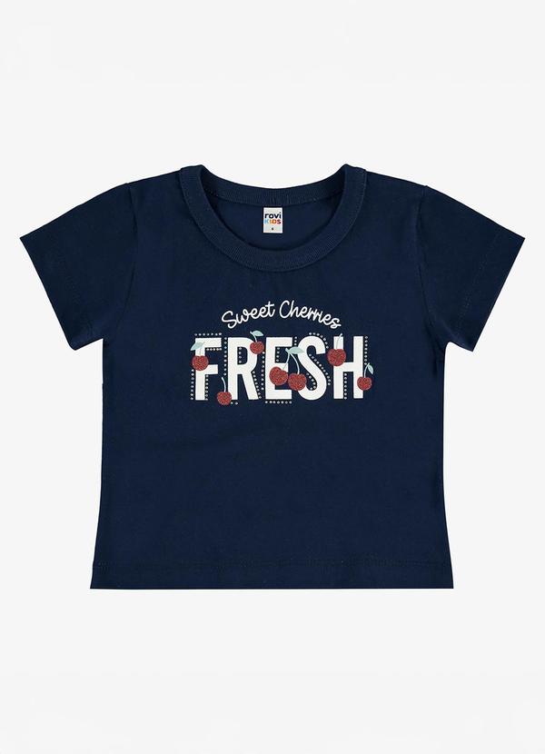 Blusa Infantil Meia Malha com Estampa Azul