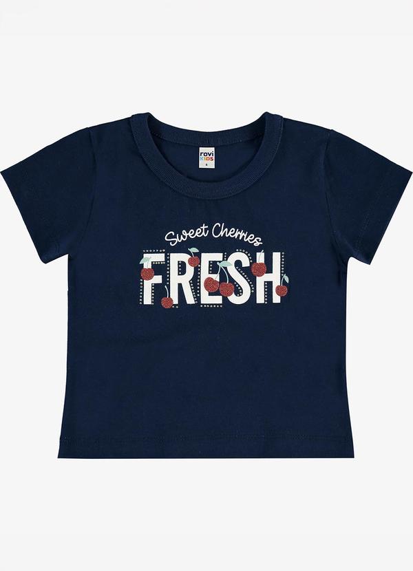 Blusa Infantil Meia Malha com Estampa Azul