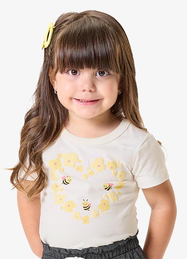 Blusa Infantil Meia Malha com Estampa Bege
