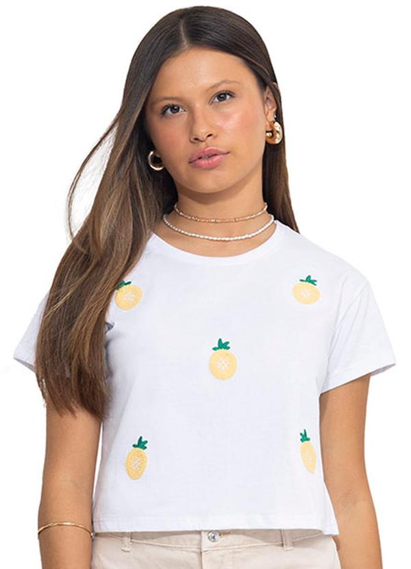Vista 2 Blusa Infantil Menina Abacaxi Branco Kyly Kyly