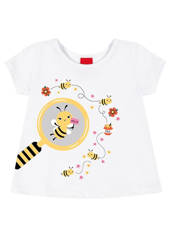 Vista 2 Blusa Infantil Menina Abelhas Branco Kyly Kyly