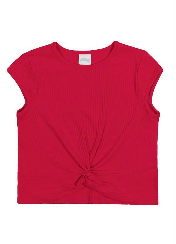 Vista 2 Blusa Infantil Menina Básica com Torção Vermelho Alakazoo Alakazoo