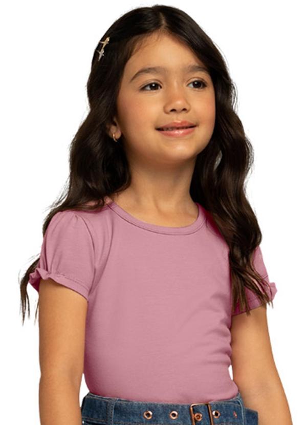 Vista 2 Blusa Infantil Menina Básica Rosa Milon Milon