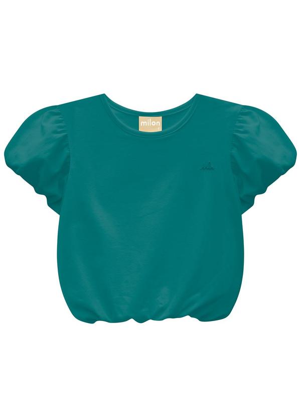 Vista 2 Blusa Infantil Menina Básica Verde Milon Milon
