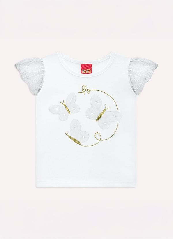 Vista 2 Blusa Infantil Menina Borboletas Branco Kyly Kyly