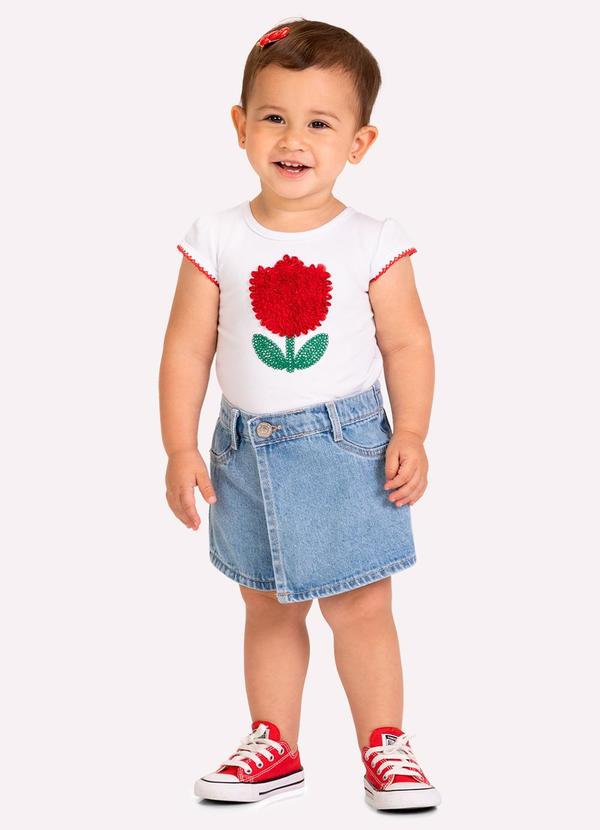 Blusa Infantil Menina Bordada Branco