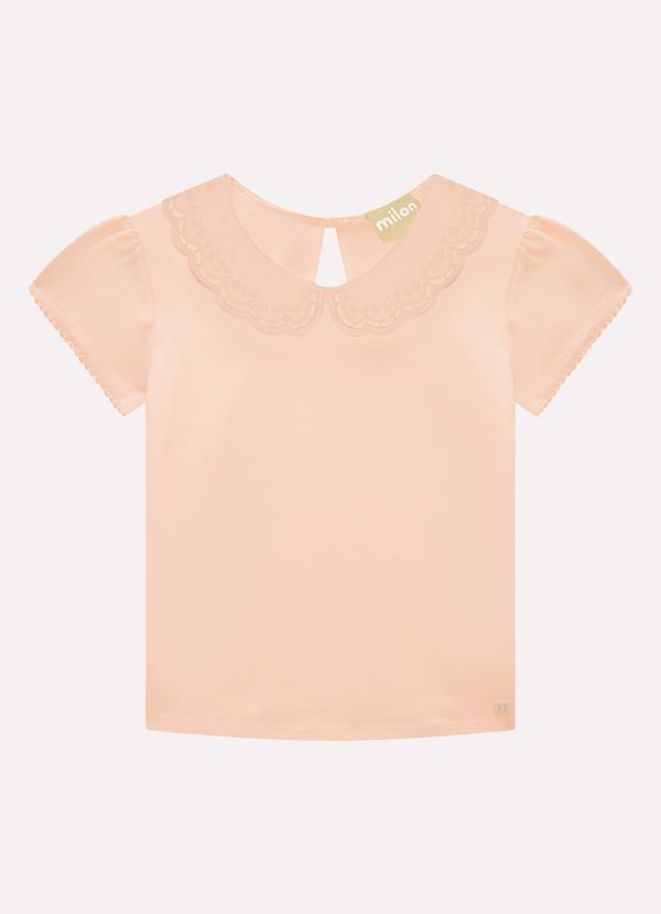 Vista 2 Blusa Infantil Menina Bordada Laranja Milon Milon