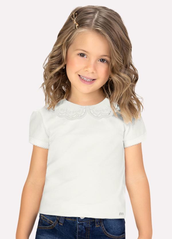 Vista 2 Blusa Infantil Menina Bordada Off White Milon Milon