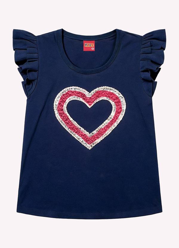 Vista 2 Blusa Infantil Menina Bordado Azul Marinho Kyly Kyly