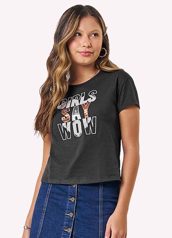 Blusa Infantil Menina Bordado Cinza