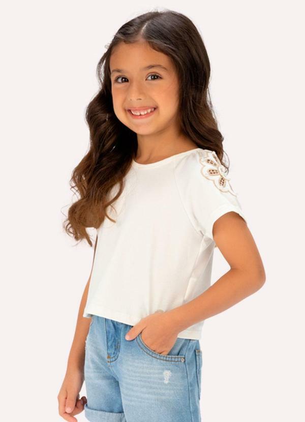 Vista 2 Blusa Infantil Menina Bordado Milon Bege Milon