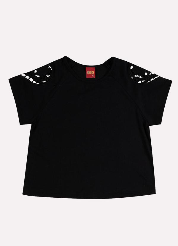 Blusa Infantil Menina Bordado Preto