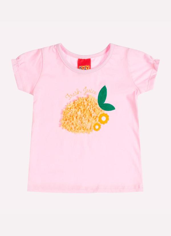 Blusa Infantil Menina Bordado Rosa