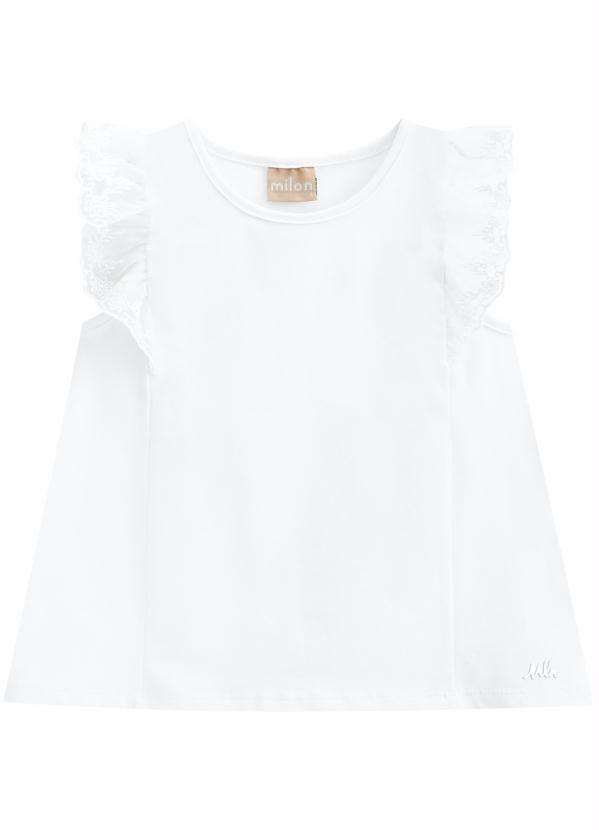 Vista 2 Blusa Infantil Menina Branco Milon Milon