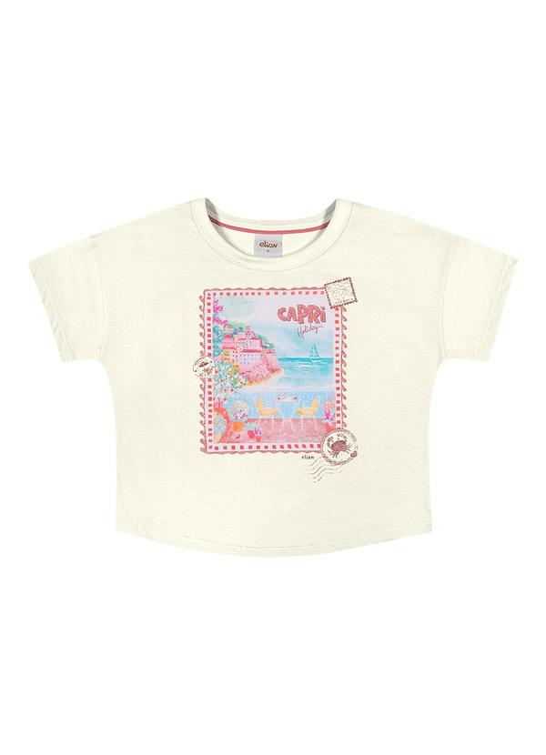Blusa Infantil Menina Brilho Stamp Bege