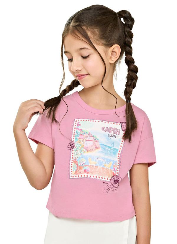 Blusa Infantil Menina Brilho Stamp Rosa