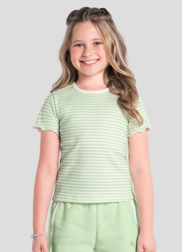 Vista 2 Blusa Infantil Menina Canelada Verde Brandili Brandili