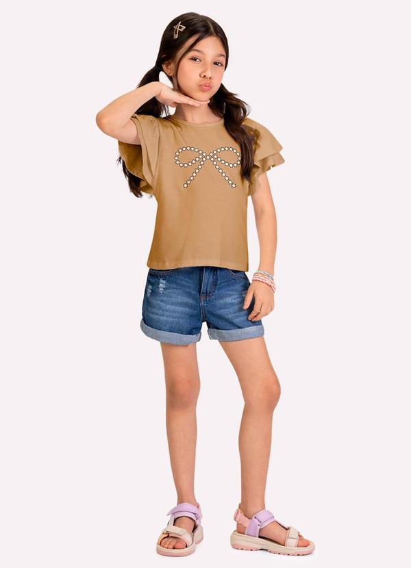 Blusa Infantil Menina com Babados Marrom