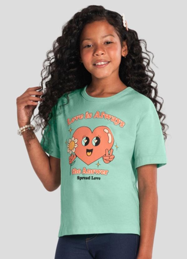 Vista 2 Blusa Infantil Menina com Estampa de Flor Azul Brandili Brandili