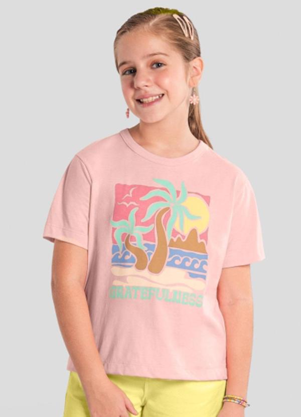 Vista 2 Blusa Infantil Menina com Estampa de Flor Rosa Brandili Brandili