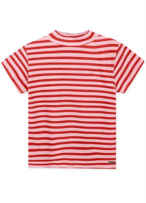Vista 2 Blusa Infantil Menina com Estampa Listrada Rosa Lilica Ripilica Lilica Ripilica