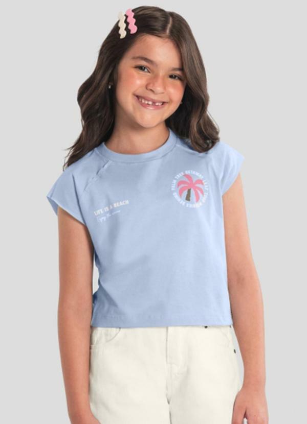 Vista 2 Blusa Infantil Menina com Estampa Tropical Azul Brandili Brandili