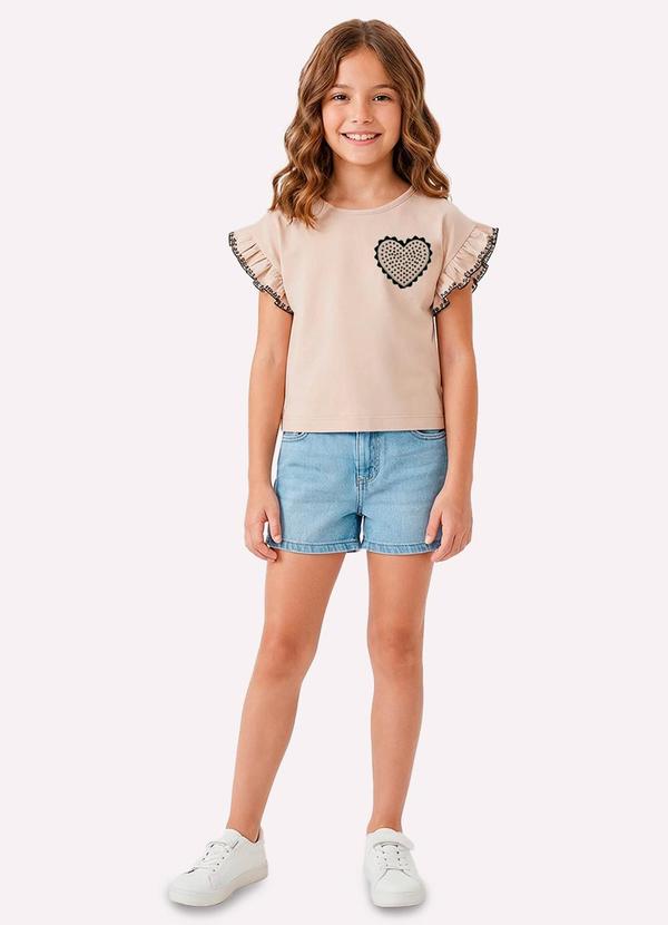 Blusa Infantil Menina com Strass Bege